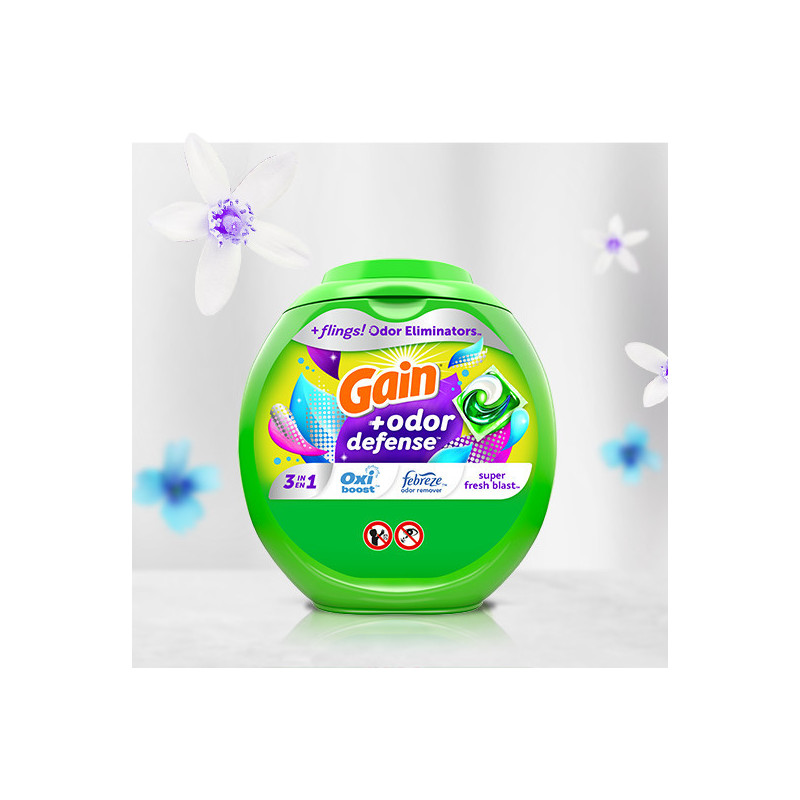 Buy Gain+ Odor Defense Super Fresh Blast Flings Laundry Detergent Buy Gain+ Odor Defense Super Fresh Blast Flings Laundry Detergent