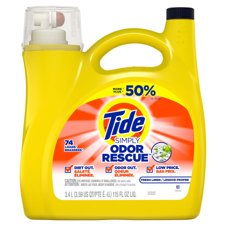 Buy Tide Simply Odor Rescue Liquid Laundry Detergent - 115 ounces, color yellow