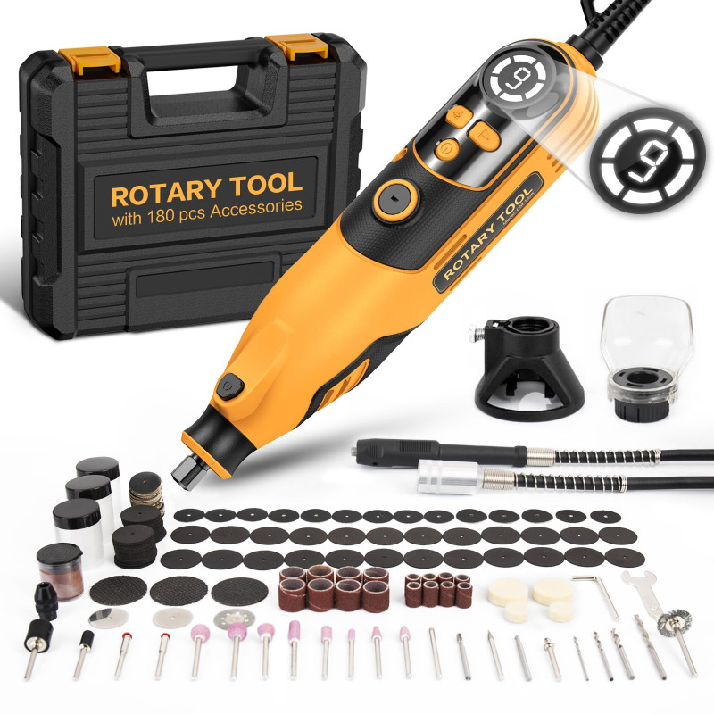 Rotary Tool, Handstar Rotary Tool Kit, 6 Variable Speed Electric Drill Set, Large LED Screen Display, 10000-35000 RPM with Flex