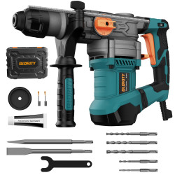 Inch SDS-Plus 13 Amp Heavy Duty Rotary Hammer Drill with Safety Clutch 4 Functions and Variable Speed