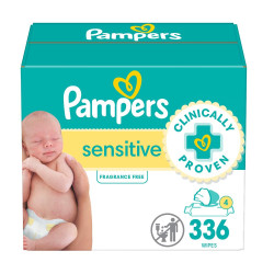 Pampers Sensitive Baby Wipes, Water Based, Hypoallergenic and Unscented, 8 Flip-Top Packs, 4 Refill Packs (1008 Wipes Total)