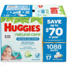 Huggies Natural Care Sensitive Baby Wipes, Unscented, Hypoallergenic, 99_ Purified Water, 12 Flip-Top Packs (768 Wipes Total)