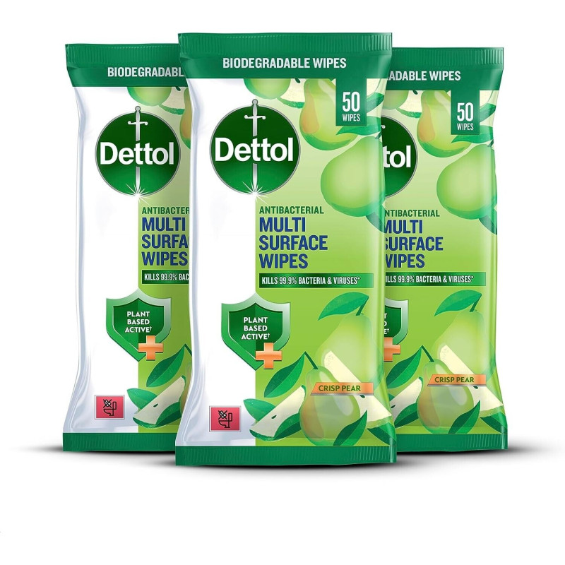 Buy Dettol Antibacterial Disinfectant Wipes Crisp Pear 50s