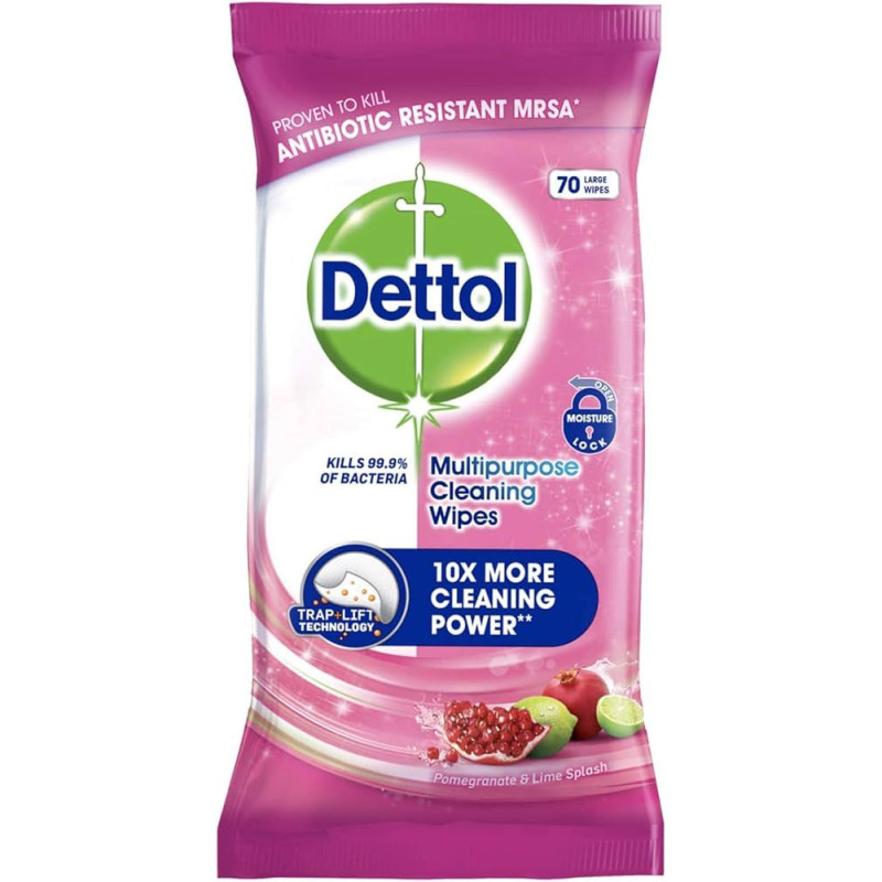 Buy Dettol Multi Purpose Cleaning Wipes Pomegranate 70pk