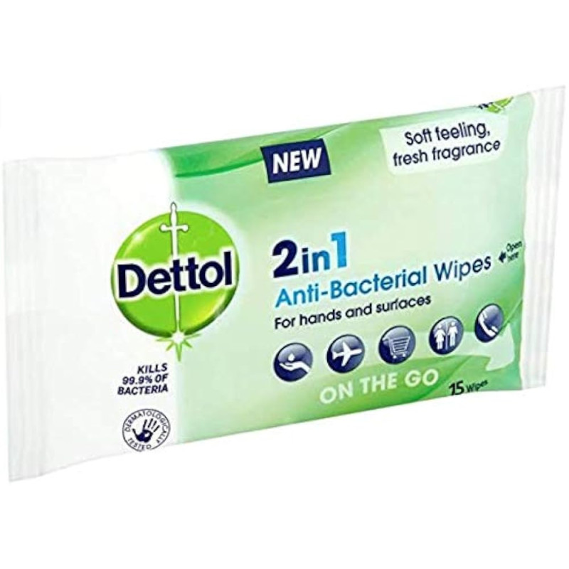 Buy Dettol On The Go 2in1 Antibacterial Wipes